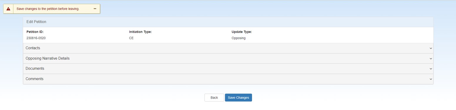 Edit CE Petitions as Opposing Edit CE Petitions as Opposing